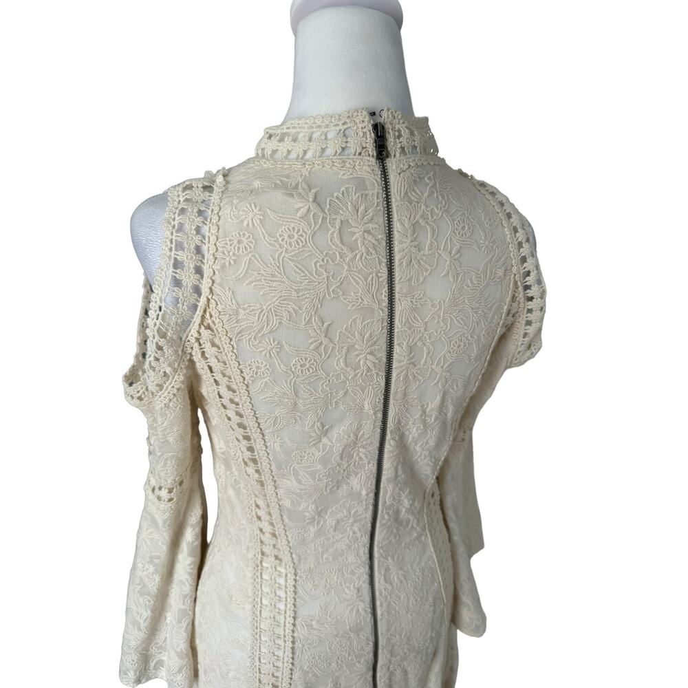Alice+Olivia Lace Short Dress Bridal Ivory Bohemian Engagement Bachelorette Sz 4 - Picture 10 of 16